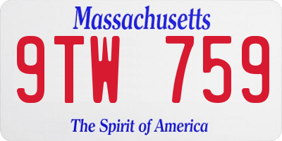 MA license plate 9TW759