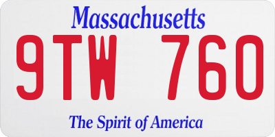 MA license plate 9TW760