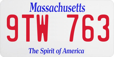 MA license plate 9TW763
