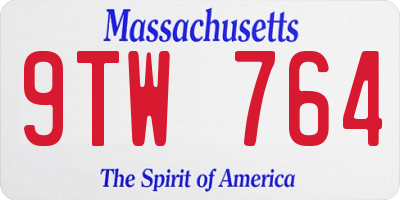 MA license plate 9TW764