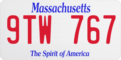 MA license plate 9TW767