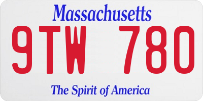 MA license plate 9TW780