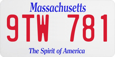 MA license plate 9TW781