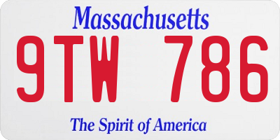 MA license plate 9TW786