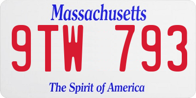 MA license plate 9TW793