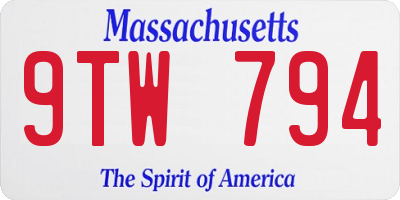 MA license plate 9TW794