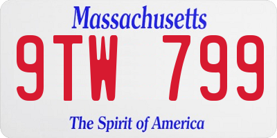 MA license plate 9TW799