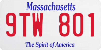 MA license plate 9TW801