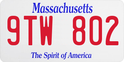 MA license plate 9TW802