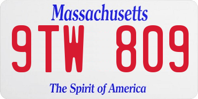 MA license plate 9TW809