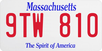 MA license plate 9TW810