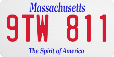 MA license plate 9TW811