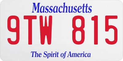 MA license plate 9TW815