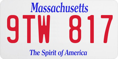 MA license plate 9TW817