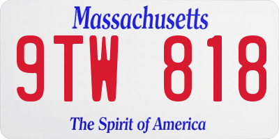 MA license plate 9TW818
