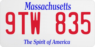 MA license plate 9TW835