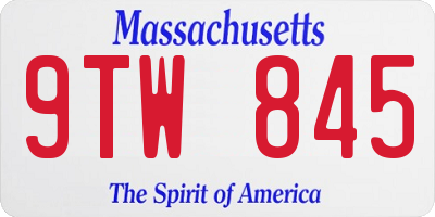 MA license plate 9TW845