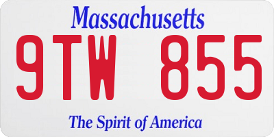 MA license plate 9TW855