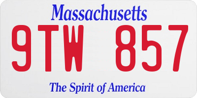 MA license plate 9TW857