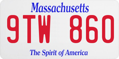 MA license plate 9TW860