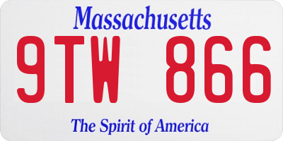 MA license plate 9TW866