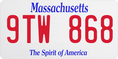 MA license plate 9TW868