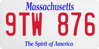 MA license plate 9TW876