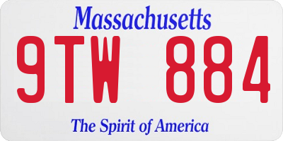 MA license plate 9TW884