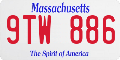 MA license plate 9TW886