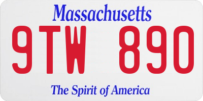 MA license plate 9TW890