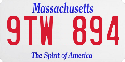 MA license plate 9TW894