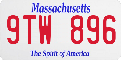 MA license plate 9TW896