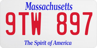 MA license plate 9TW897