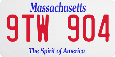 MA license plate 9TW904