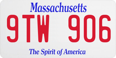 MA license plate 9TW906