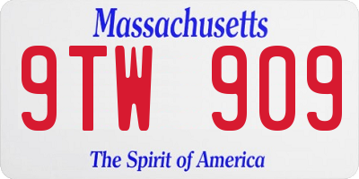 MA license plate 9TW909