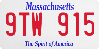 MA license plate 9TW915