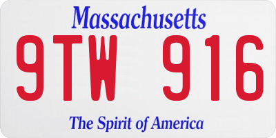 MA license plate 9TW916