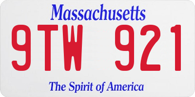 MA license plate 9TW921