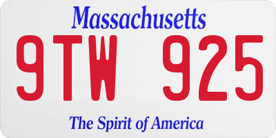 MA license plate 9TW925