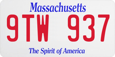 MA license plate 9TW937