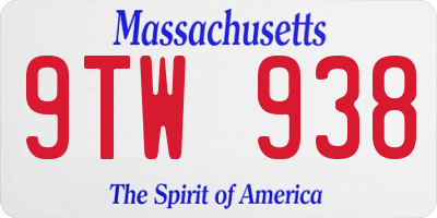 MA license plate 9TW938