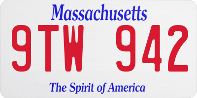 MA license plate 9TW942