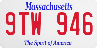 MA license plate 9TW946
