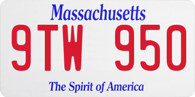 MA license plate 9TW950
