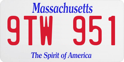MA license plate 9TW951