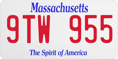 MA license plate 9TW955
