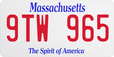MA license plate 9TW965