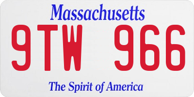 MA license plate 9TW966