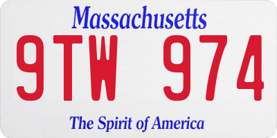 MA license plate 9TW974